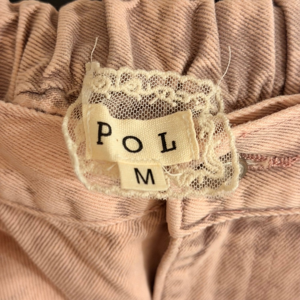 186. POL Oversize Size 10-12 Pink Acid Wash Jeans Distressed Paint Wide Leg M - Picture 4 of 11